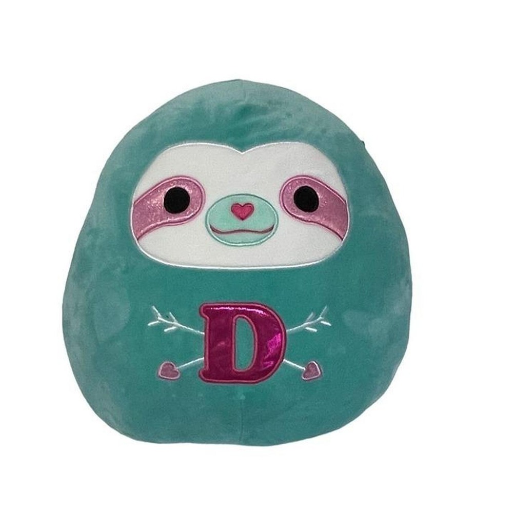 Squishmallows 12" D Initial Aqua the Sloth Plush Toy Teal & Pink